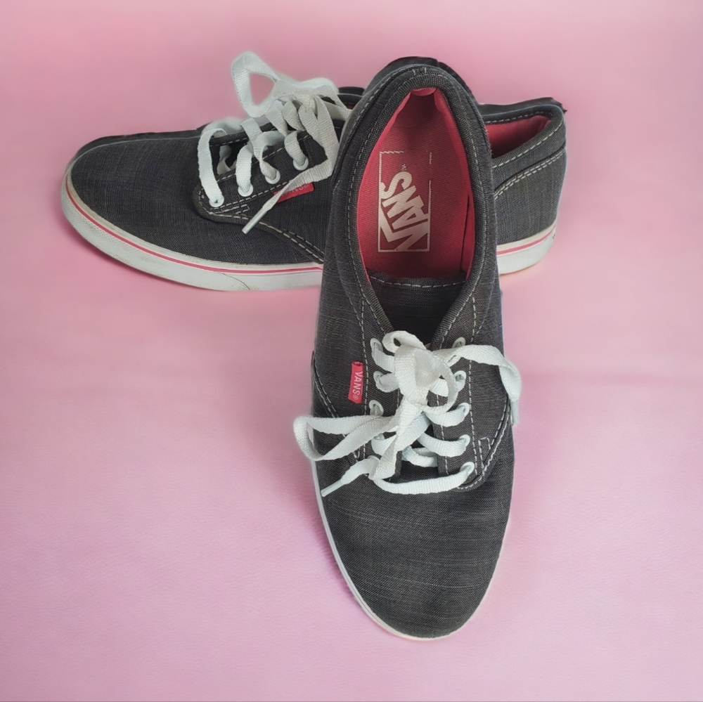 Vans Atwood Low Textile Sneakers, Gray With Pink Accents, Size
